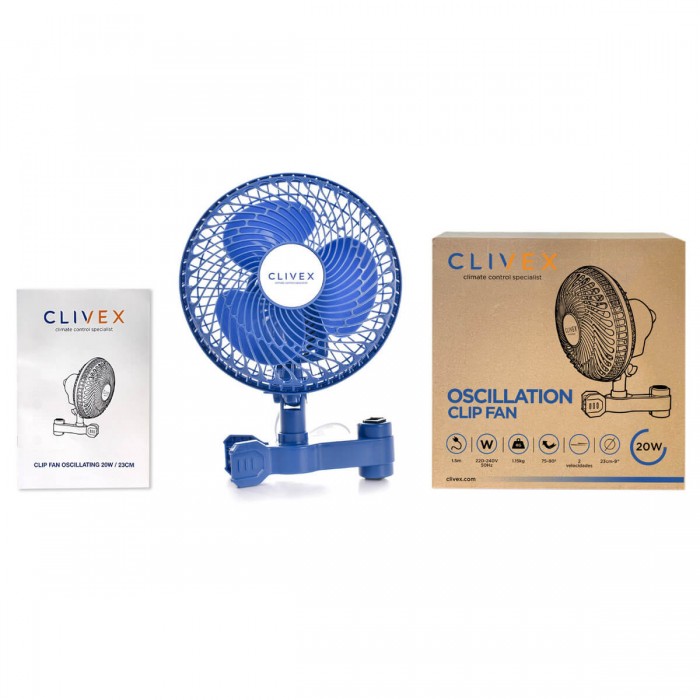 Ventilador Clivex Pinza 20W 23cm caja.