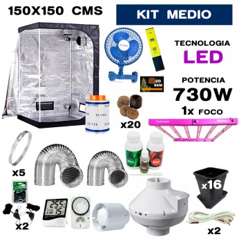 kit de armario led 720w de 150x150 Medio para cultivo.