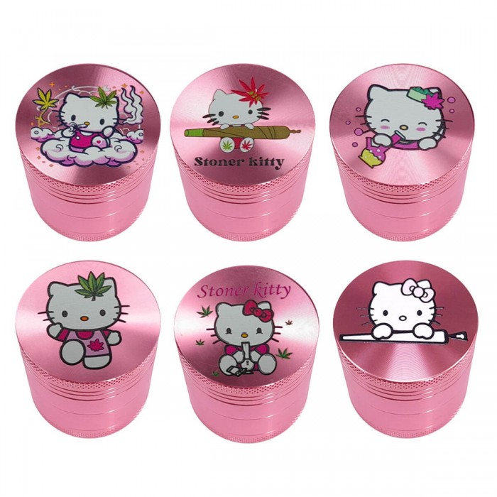 Grinder con polinizador Hello Kitty Stonner brillante de 50mm.