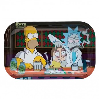 Bandeja Metálica Homer, Ricky y Morty en el bar de Moe 27x18cm.