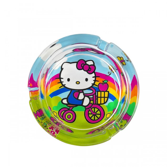 Cenicero Hello Kitty de cristal de 85mm, detalle.