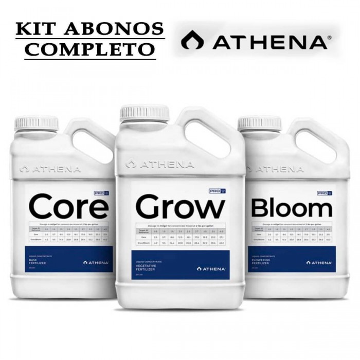 Kit de Fertilizantes Pro Mix de Athena para cultivo completo.