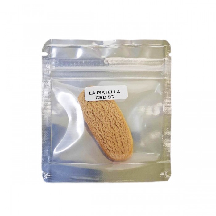 Hachís CBD La Piatella de FP, envase de 5 gramos.