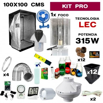 Kit de armario completo profesional con foco LEC 315w y armario de 100x100 cm.