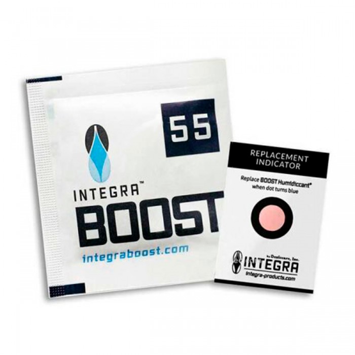 Integra Boost de 55% de humedad, envase de 8 gramos.