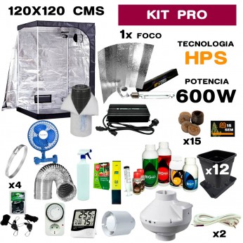 Kit Armario de cultivo interior completo con hps 600w digital, armario de 120x120 cm y accesorios