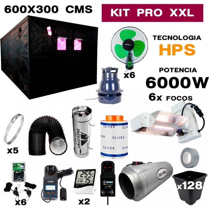 KIT ARMARIO SPIDERLUX 300X600X240 6000w para cultivo profesional xxl