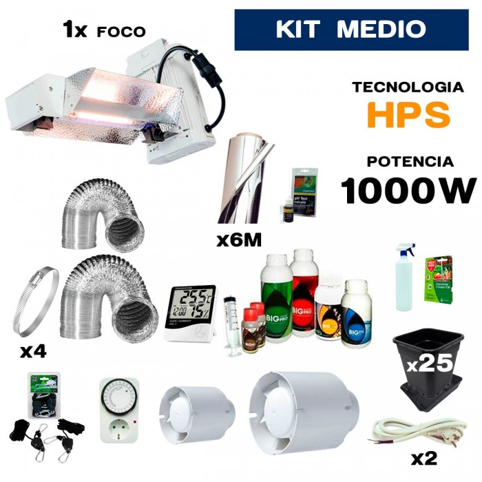 Kit de cultivo medio de 1000 W de sodio.