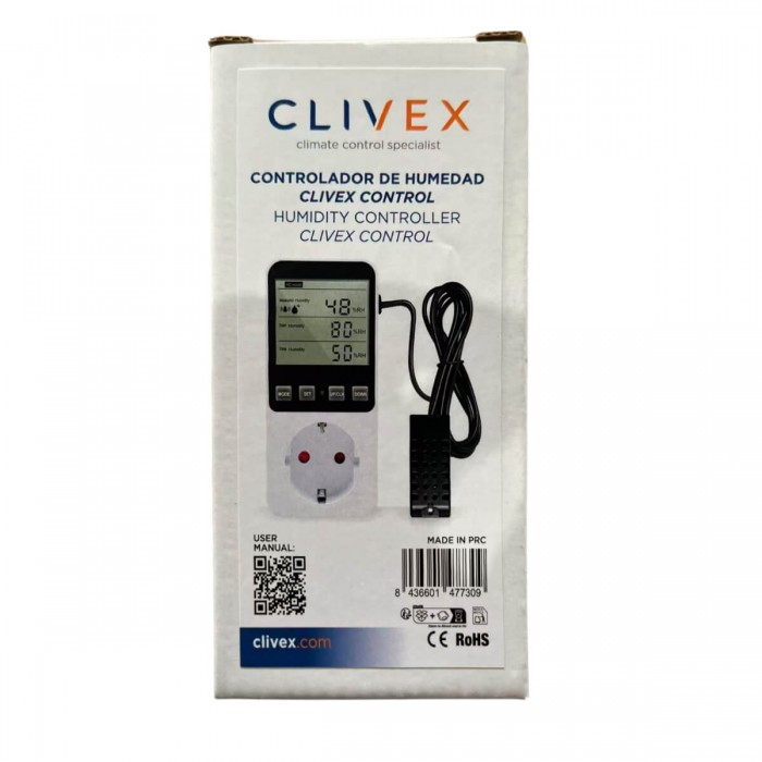 Controlador de humedad o temperatura Clivex, caja.