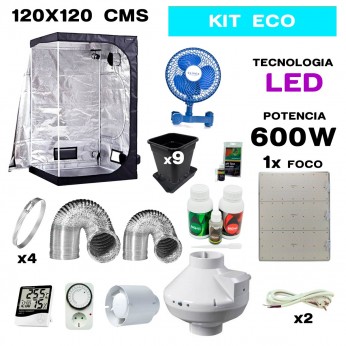 Kit armario de cultivo LED 600W barato y completo para cultivo interior