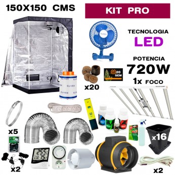 Kit armario Cultibox 150x150 cm 720w LED Profesional.