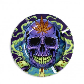 Cenicero Metal Skull Leaf 13,5 cm.