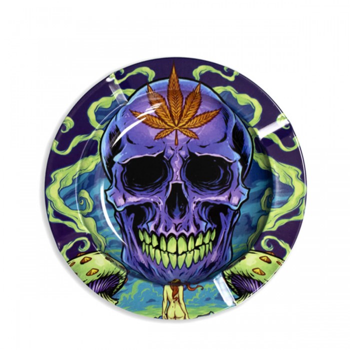 Cenicero Metal Skull Leaf 13,5 cm.