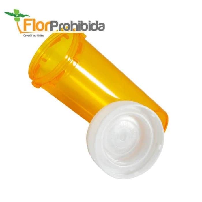 Bote Medical Pot Reverse Cap para guardar marihuana. 120 ml abierto.