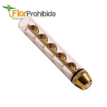 Pipa para fumar marihuana Spiral Retro dorada.