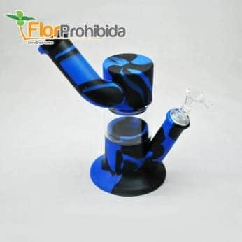 Bong de silicona y cristal. Negro y Azul.