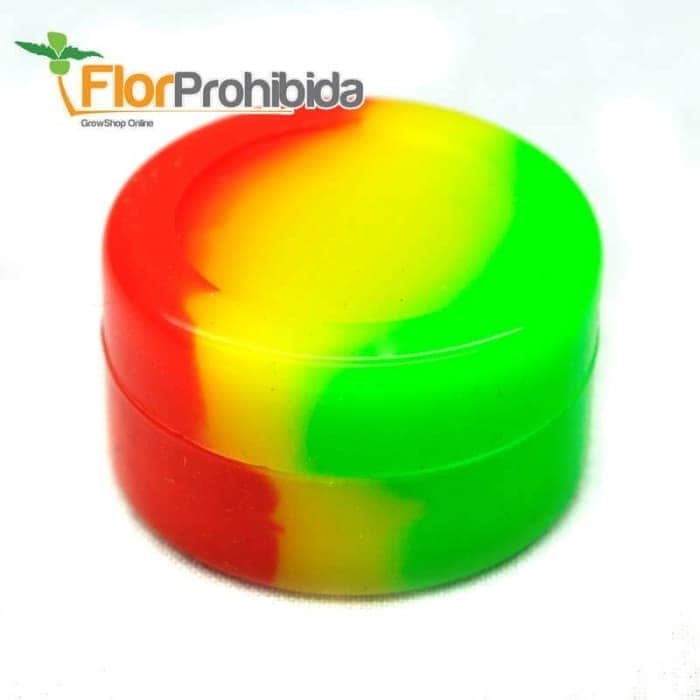 Bote de silicona antiadherente para extracciones de BHO. Rojo y verde.
