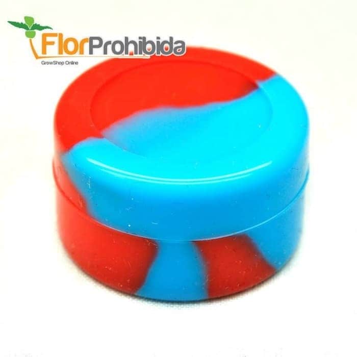 Bote de silicona antiadherente para extracciones de BHO. Rojo y azul.
