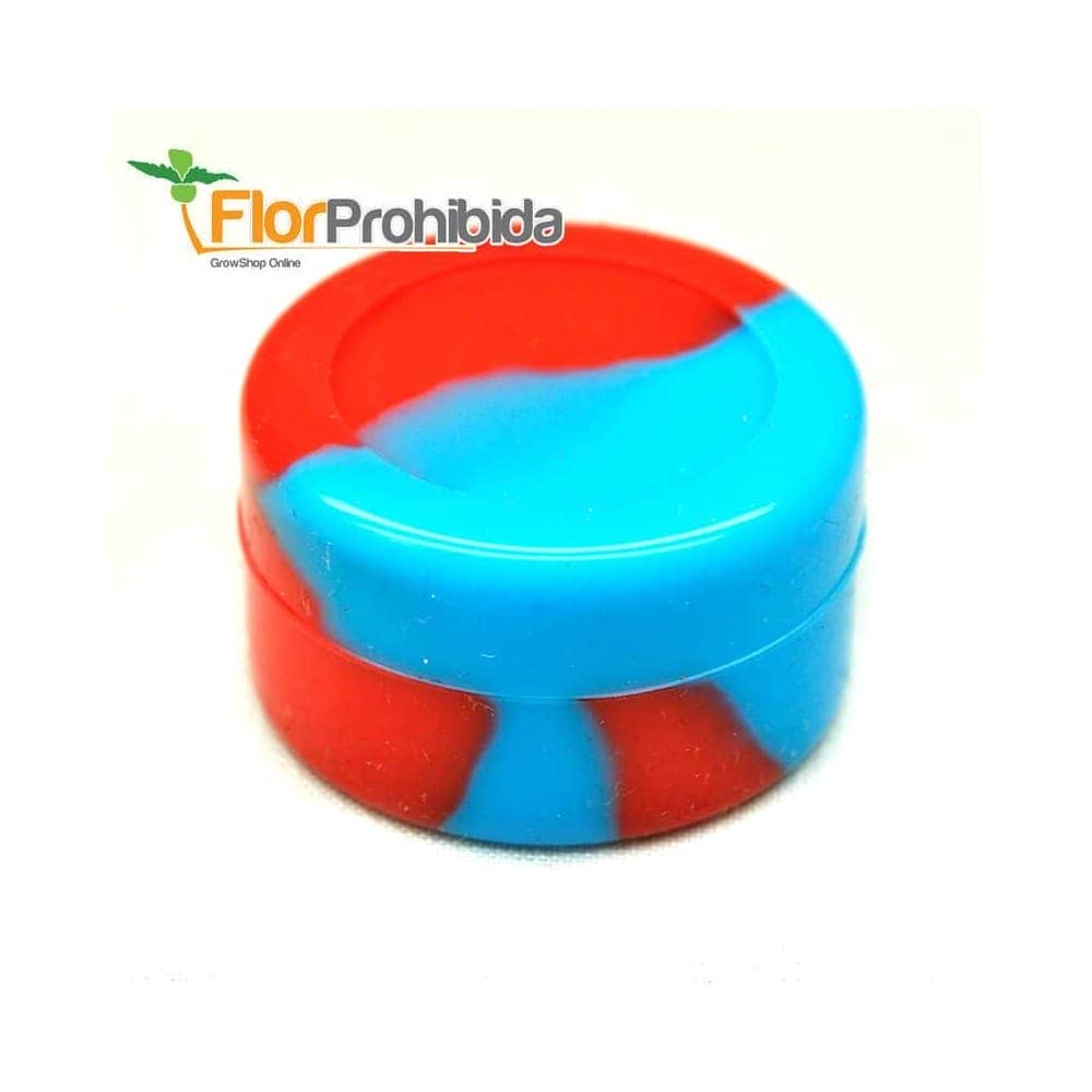 Bote de silicona antiadherente para extracciones de BHO. Rojo y azul.