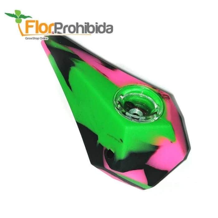 PIPA POLIGONERA COLORES. PIPA SILICONA CON CAZUELETA DE CRISTAL DE 11CM