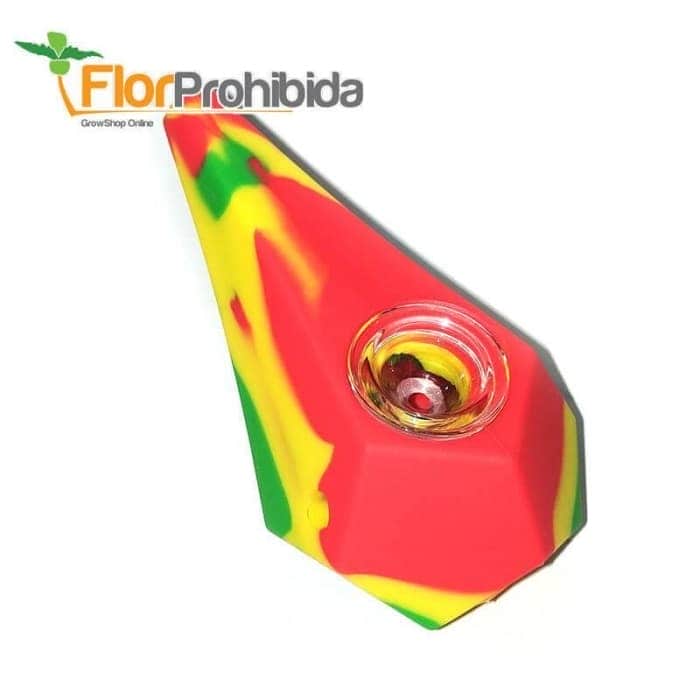 PIPA POLIGONERA COLORES. PIPA SILICONA CON CAZUELETA DE CRISTAL DE 11CM