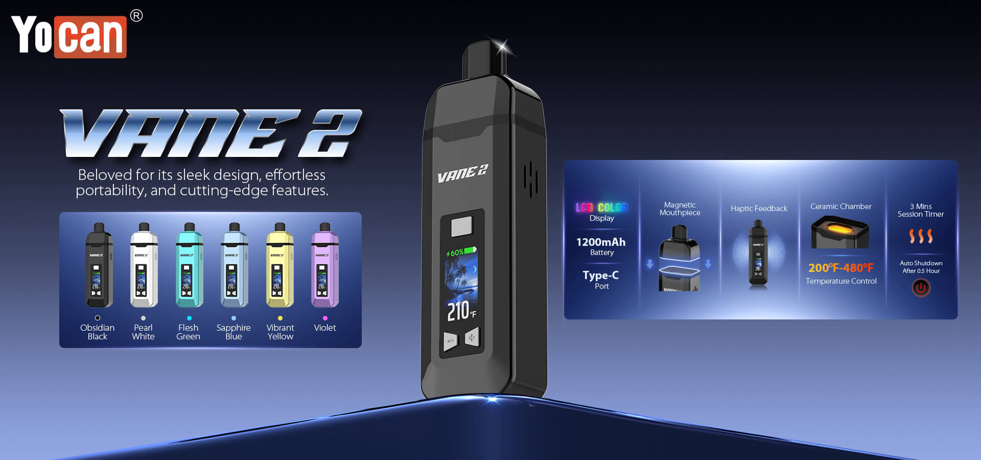 características del vaporizador Vane 2 de YoCan
